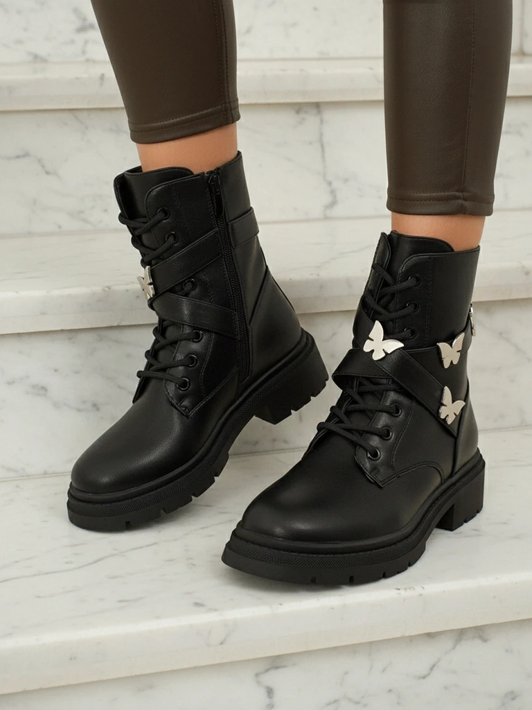 Women's Motill Worker Boots with Embellishments