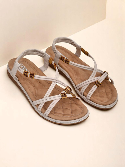 Женские сандалии Royalfashion Aelia бежевые из искусственной кожи