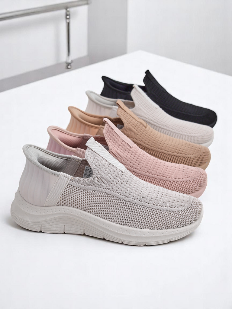 Apollo Rosa Women's Sneakers – Pink Fabric Slip-On Shoes on a Flat Sole