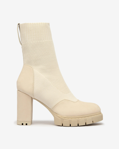 Royalfashion Cream Naiste kõrgema kontsaga Flexi Booties