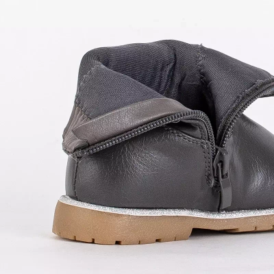 OUTLET Grey girls' boots with decorative upper Nokimi- Footwear