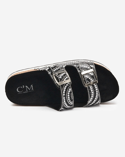 Naiste tsirkooniumoksiidiga mustad sussid Lalud-Footwear