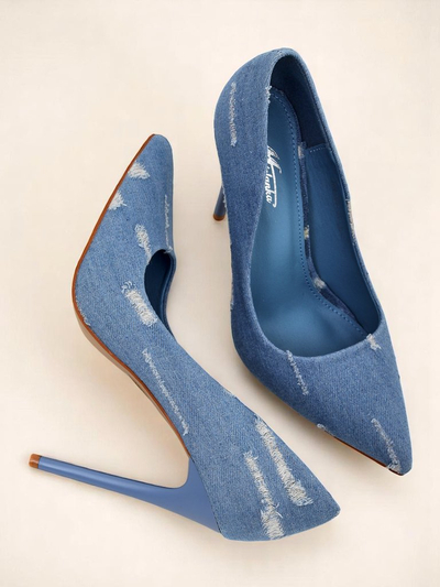 Royalfashion Naiste kõrge kontsaga kingad Denim Chic