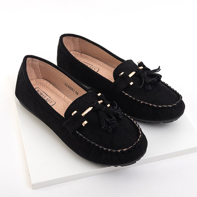 Women's black moccasins with fringes Amillad - Footwear
