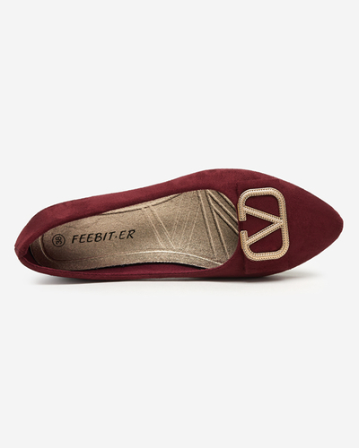 Women's burgundy ballerinas with an ornament on the toe Cavo - Footwear