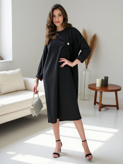 Royalfashion Women's midi dress fabric oversized with flower
