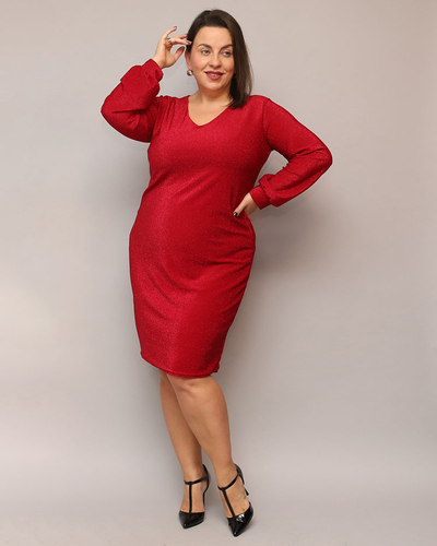 Royalfashion Glittering naiste kleit enne põlve punane PLUS SIZE
