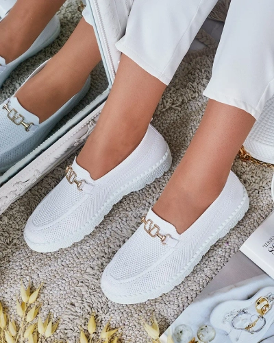 Royalfashion Women's fabric moccasins with gold embellishment Erticae