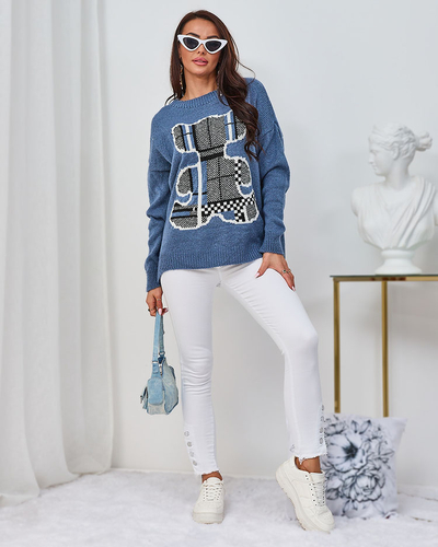 Royalfashion Dark blue women's teddy sweater