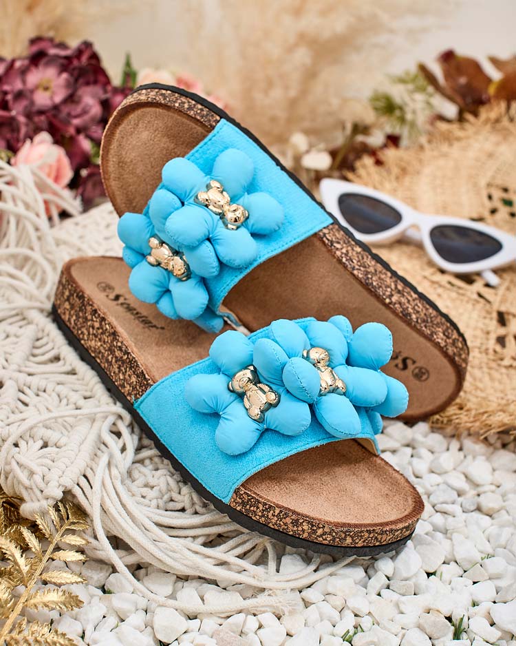 Royalfashion Naiste flip-flops kuldsete karude ja lilledega Isaralle