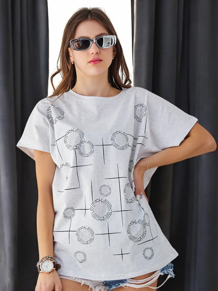 Royalfashion Хлопковая женская футболка с принтом