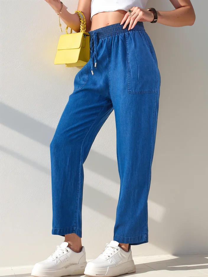 Royalfashion Straight women's fabric trousers 7/8