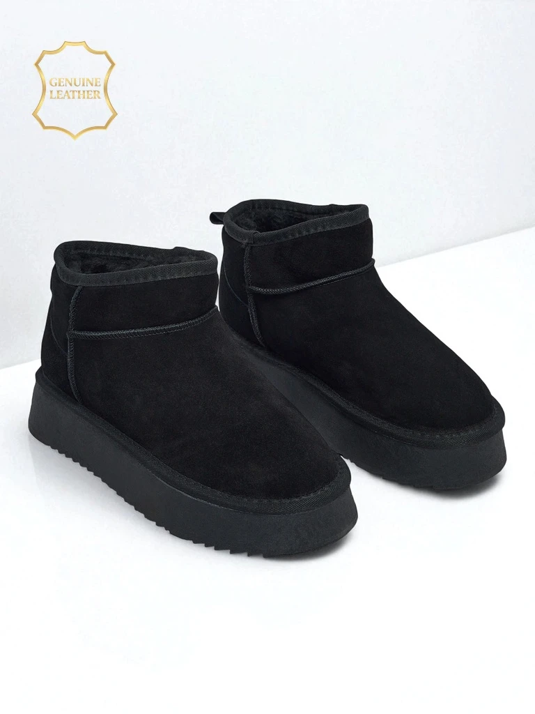 Lühikesed naturaalsest nahast naiste a'la saapad Elunara