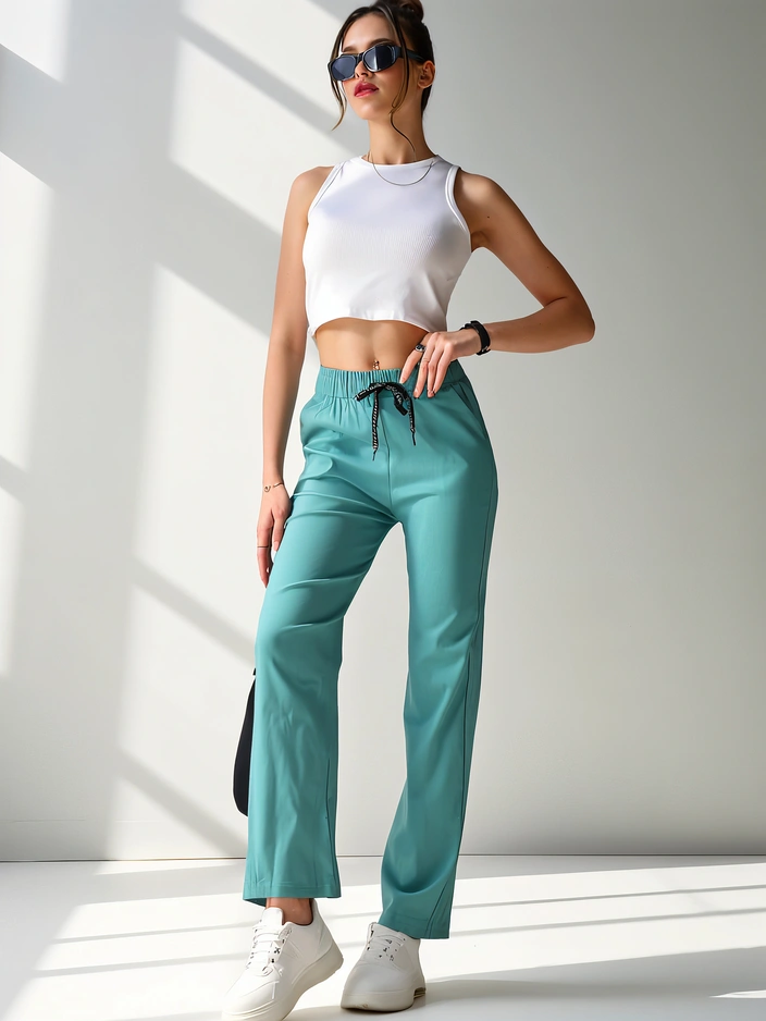 Royalfashion Wide women's trousers made of cotton material