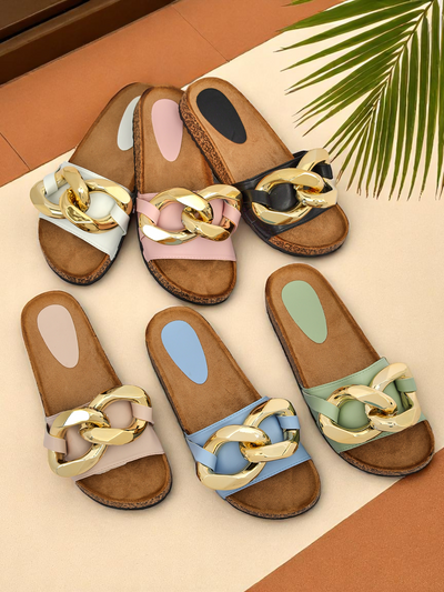 Тапочки женские синие с декором Sofig- Footwear