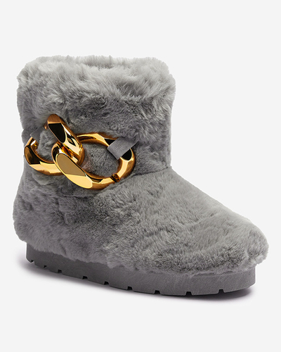 Grey women's snow boots with fur Sattopa- Footwear