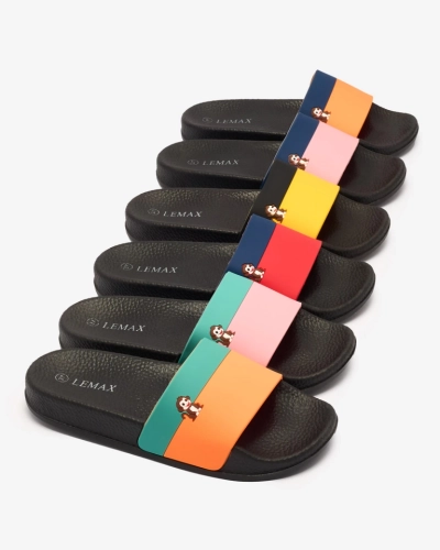 Royalfashion Green-orange women's rubber flip-flops Lierigs