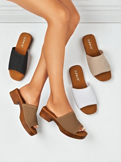 Royalfashion Женские шлепанцы на низком каблуке Ribbed Grace