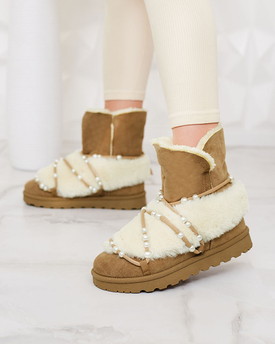 Royalfashion Women's snow boots with pearls Cuvilav