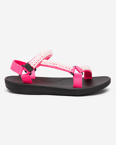 Neon pink women's sports sandals with Dotiss pearls- Footwear