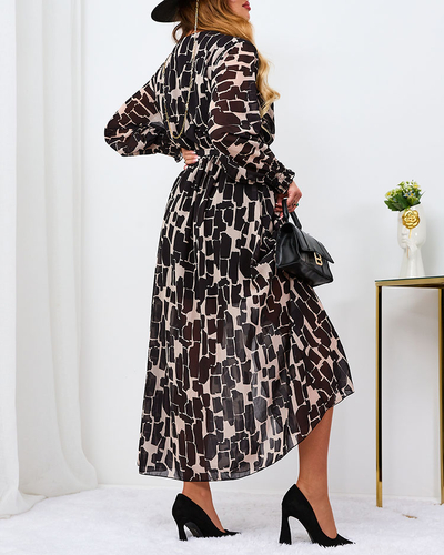 Royalfashion Musta ja beeži mustriga naiste maxikleit