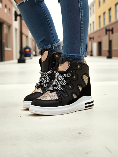 Royalfashion High sports shoes for women with a hidden wedge Oblaffi