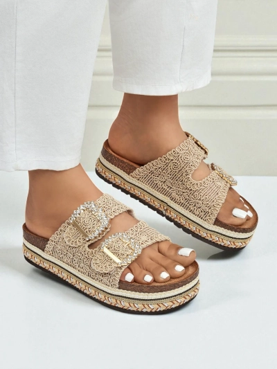 Royalfashion Женские сандалии с пряжками из страз GlamCork