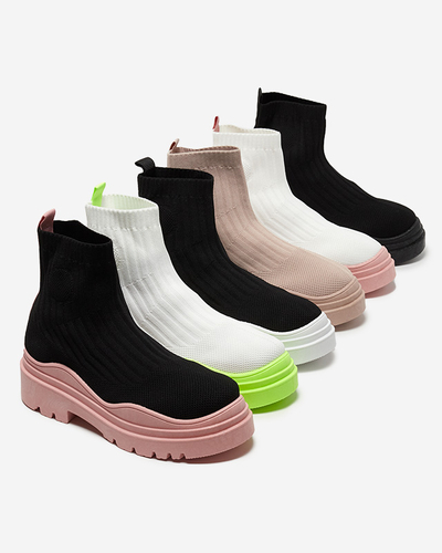 Naiste saapad paksemal tallal valge ja roosa värviga Korlic-Shoes