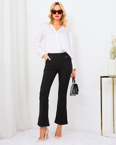 Royalfashion Black women's eco-leather leggings a'la bells