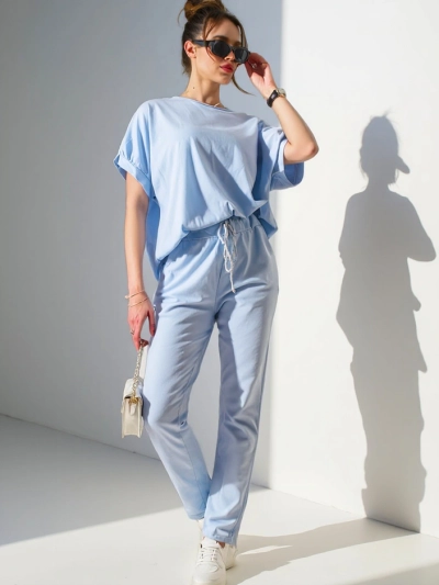 Royalfashion Women's cotton set with short sleeves and straight pants