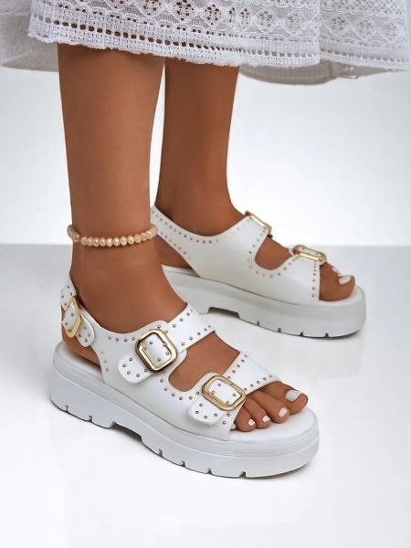 Royalfashion Naiste sandaalid paksu tallaga kivikestega Rocky Chic