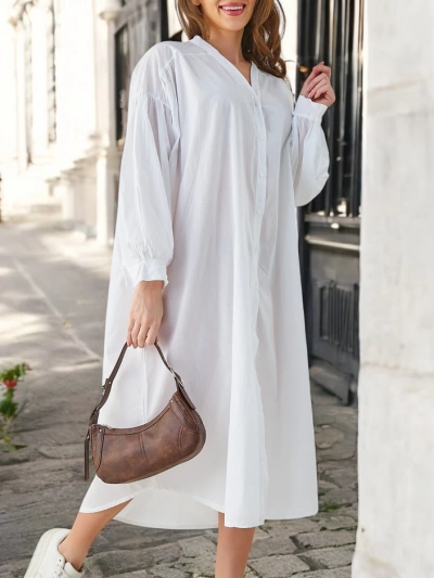 Royalfashion Хлопковая длинная женская рубашка в стиле платья