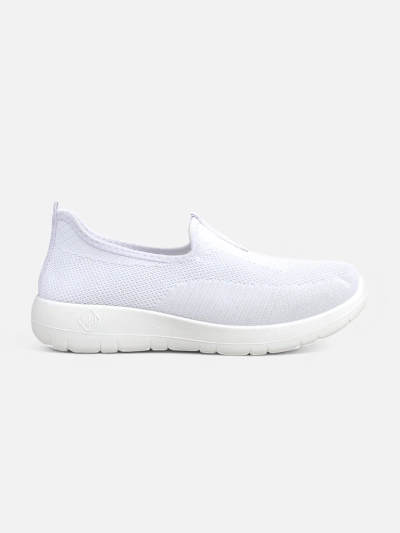 Women's white Callista slip-ons made of breathable fabric with a flat heel