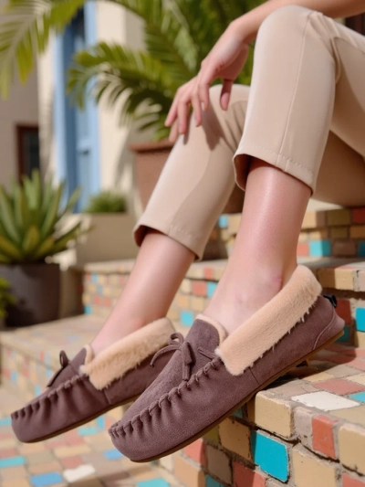 Royalfashion Women's moccasins with fur Ahtikes