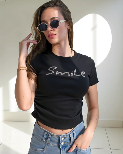 Royalfashion Women's cotton blouse with the inscription