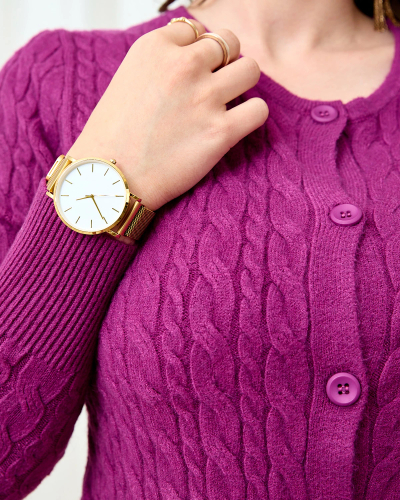 Royalfashion Pink and purple women's plaid sweater