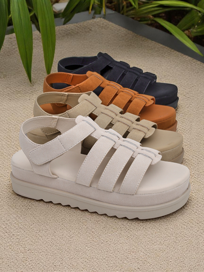 Royalfashion Heraclea platvormiga mustad öko-nahast naiste sandaalid