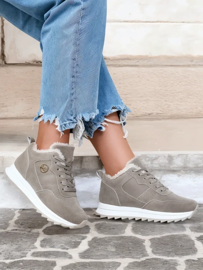 Royalfashion Серые женские утепленные спортивные ботинки Lahho