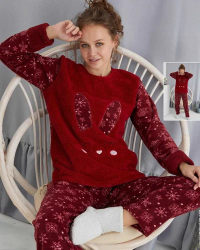 Royalfashion Women's pajamas with a bunny, polar-like