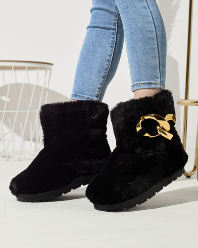 Royalfashion Black women's a'la snow boots with fur Sattopa