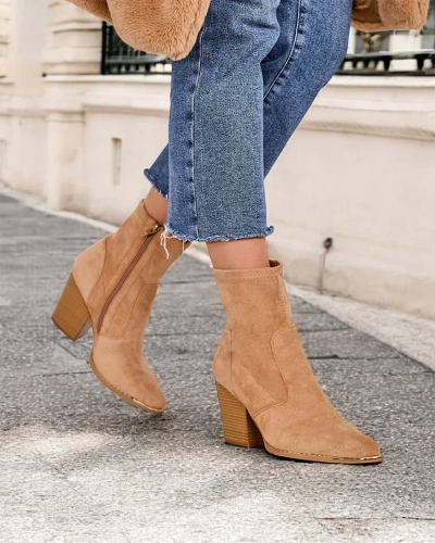 Royalfashion Eko-suede womenvs ankle boots on a post Gris