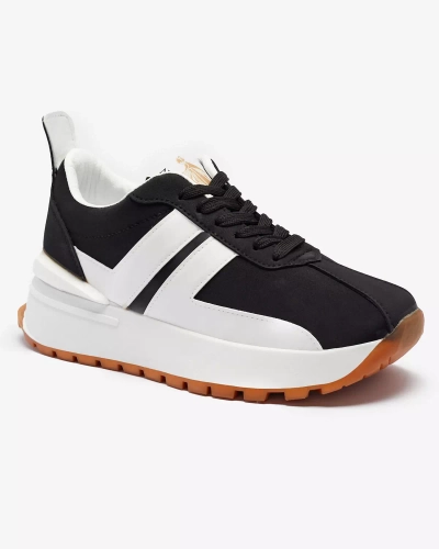 Öko-nahast naiste mustad spordijalatsid värviliste sisestustega Tifora- Jalatsid