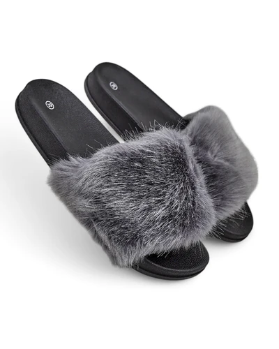 Women's maroon slippers with fur Nonna- Shoes
