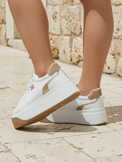 Arianna Bianco women's platform sneakers made of 5 cm ecological leather