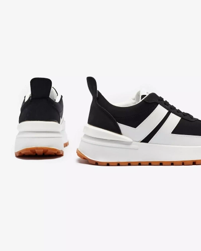 Eco-leather women's black sports shoes with colorful inserts Tifora- Footwear