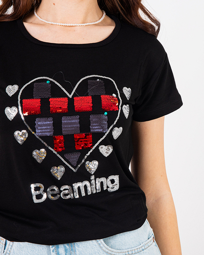 Black Women's Printed T-shirt - Clothing