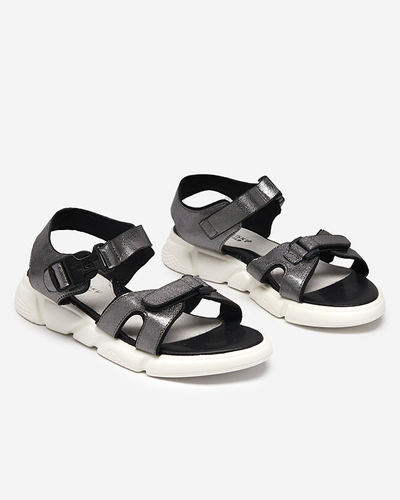 Children's shiny sandals in graphite Leepe - Footwear
