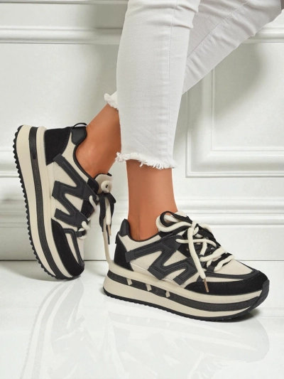 Selene Nero öko-nahast mustad naiste platvormtossud