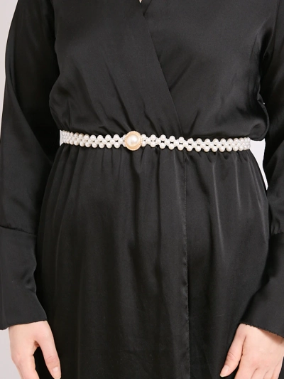 Women's elastic belt with pearls