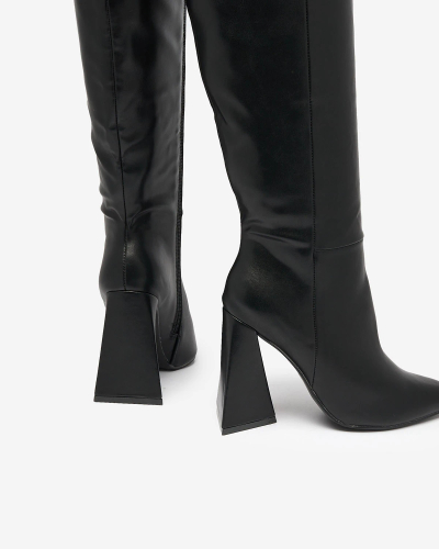 Royalfashion Black women's triple heeled boots Lebrabi